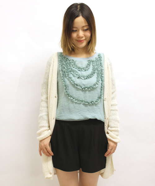 mystic（ミスティック）の「畔すかしカーディガン（カーディガン/ボレロ・レディース・アイボリー/グレー/レッド/ミント・ﾌﾘ-）」の3枚目の写真