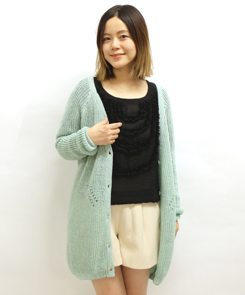 mystic（ミスティック）の「畔すかしカーディガン（カーディガン/ボレロ・レディース・アイボリー/グレー/レッド/ミント・ﾌﾘ-）」の4枚目の写真