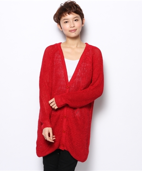 mystic（ミスティック）の「畔すかしカーディガン（カーディガン/ボレロ・レディース・アイボリー/グレー/レッド/ミント・ﾌﾘ-）」の5枚目の写真