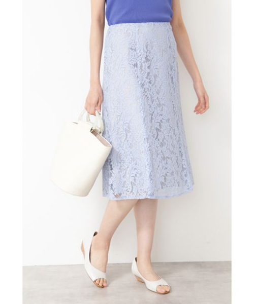 NATURAL BEAUTY BASIC(ナチュラルビューティーベーシック)の「レースマーメイドスカート(スカート・レディース・ネイビー/ブルー/ベージュ・SMALL/MEDIUM/X-SMALL)」の3枚目の写真