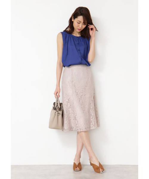 NATURAL BEAUTY BASIC(ナチュラルビューティーベーシック)の「レースマーメイドスカート(スカート・レディース・ネイビー/ブルー/ベージュ・SMALL/MEDIUM/X-SMALL)」の9枚目の写真