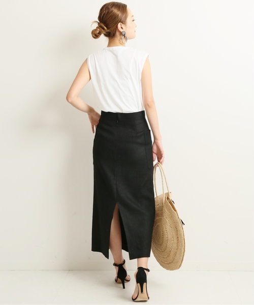 VERMEIL par iena 麻混後ろペプラムタイトスカート 40 大きめ