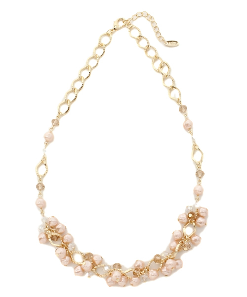 ROPE' PICNIC(ロペピクニック)の「変形パール/ガラスショートネックレス(ネックレス・レディース・オフホワイト/ピンク・FREE)」の2枚目の写真