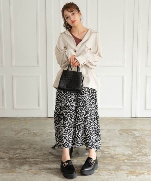 Heather（ヘザー）の「ムジガラティアードロングスカート　854205（スカート・レディース・ブラウン/ブラック系その他/ブラウン系その他/ベージュ系その他/アイボリー/ブラウン系その他2・FREE）」の7枚目の写真