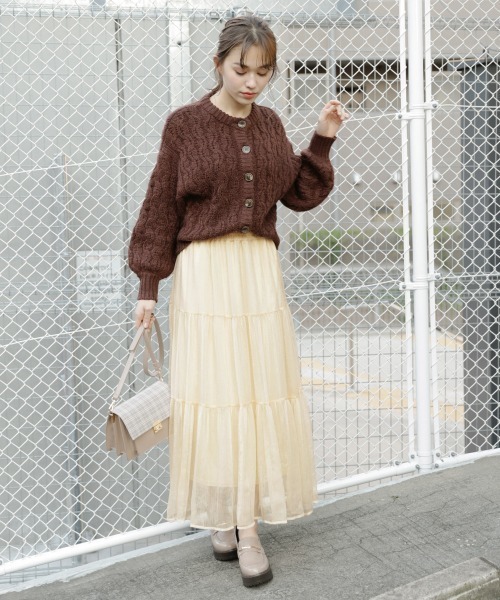 Heather（ヘザー）の「ムジガラティアードロングスカート　854205（スカート・レディース・ブラウン/ブラック系その他/ブラウン系その他/ベージュ系その他/アイボリー/ブラウン系その他2・FREE）」の13枚目の写真