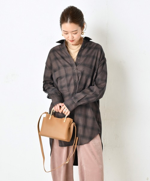 DouDou(ドゥドゥ)の「チェックビッグシャツ2(シャツ/ブラウス・レディース・パープル/ブラウン・FREE)」の22枚目の写真