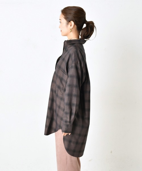 DouDou(ドゥドゥ)の「チェックビッグシャツ2(シャツ/ブラウス・レディース・パープル/ブラウン・FREE)」の19枚目の写真