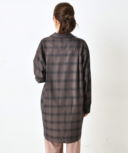 DouDou(ドゥドゥ)の「チェックビッグシャツ2(シャツ/ブラウス・レディース・パープル/ブラウン・FREE)」の18枚目の写真