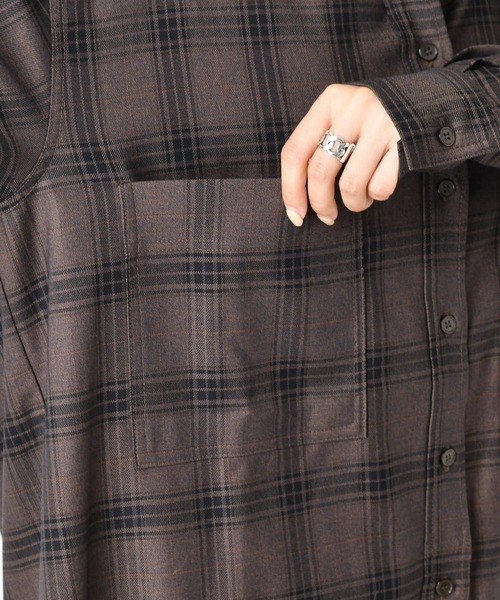 DouDou(ドゥドゥ)の「チェックビッグシャツ2(シャツ/ブラウス・レディース・パープル/ブラウン・FREE)」の14枚目の写真