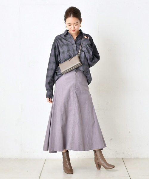 DouDou(ドゥドゥ)の「チェックビッグシャツ2(シャツ/ブラウス・レディース・パープル/ブラウン・FREE)」の13枚目の写真