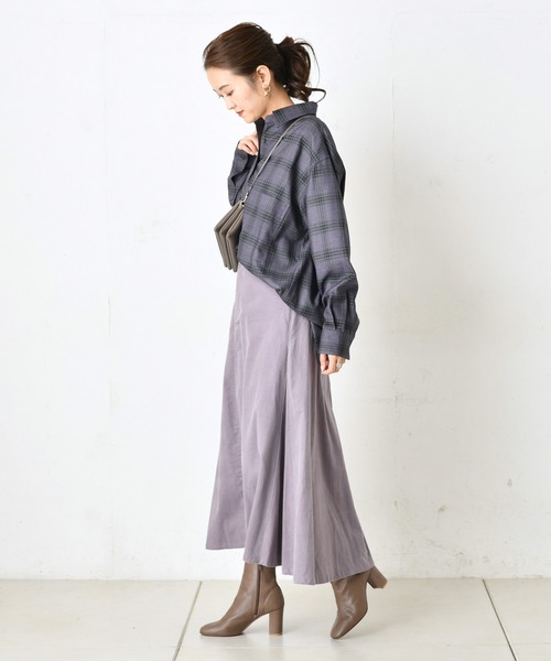 DouDou(ドゥドゥ)の「チェックビッグシャツ2(シャツ/ブラウス・レディース・パープル/ブラウン・FREE)」の12枚目の写真