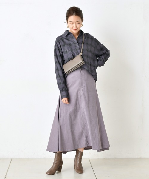 DouDou(ドゥドゥ)の「チェックビッグシャツ2(シャツ/ブラウス・レディース・パープル/ブラウン・FREE)」の10枚目の写真