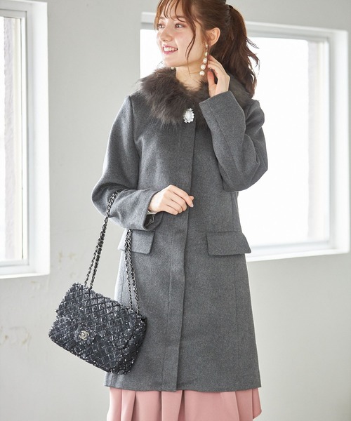 ビジューブローチ付き2wayウールコート 2015 今季　tocco　1度着用 tocco ビジューブローチ付き2wayウールコート 2015 2015 今季