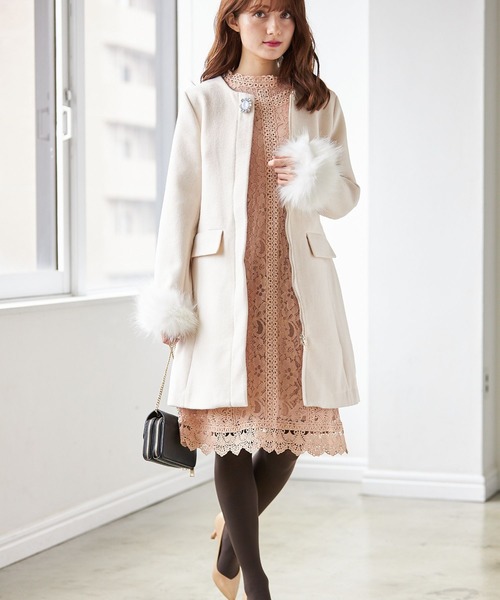 ビジューブローチ付き2wayウールコート 2015 今季　tocco　1度着用 tocco closet（トッコ クローゼット）の「3WAYファー