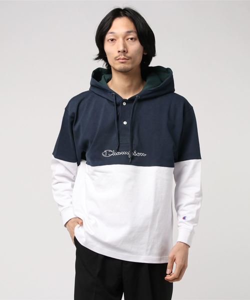 T Shirt Navy パーカー Champion チャンピオン のファッション T Shirt Champion パーカー Hooded L S L S