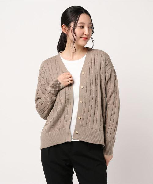 AMERICAN HOLIC(アメリカンホリック)の「ケーブルニットカーディガン*(カーディガン/ボレロ・レディース・ネイビー/アイボリー/モカ・M/L)」の5枚目の写真