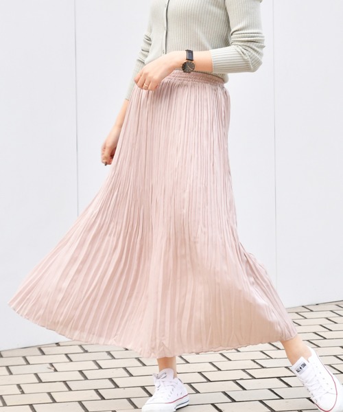 Ambre Neige(アンブルネージュ)の「ロングプリーツスカート/【WEB/EC限定商品】(スカート・レディース・ネイビー/ダークブルー/ピンクベージュ・FREE)」の3枚目の写真