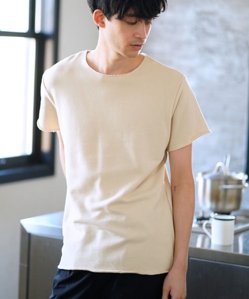 CAMBIO(カンビオ)の「ms4263-カットオフS-S カットソー(Tシャツ/カットソー・メンズ・ベージュ/オフホワイト/グレー/ブラック・S/M/L/XL)」の1枚目の写真