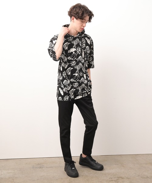 JUNRED（ジュンレッド）の「ウェーブワッフル半袖プルパーカー（パーカー・メンズ・ネイビー/グレー/カーキ/ブラック系その他2/ブルー系その他3・LL/L/M）」の20枚目の写真