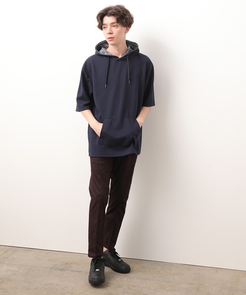 JUNRED（ジュンレッド）の「ウェーブワッフル半袖プルパーカー（パーカー・メンズ・ネイビー/グレー/カーキ/ブラック系その他2/ブルー系その他3・LL/L/M）」の16枚目の写真