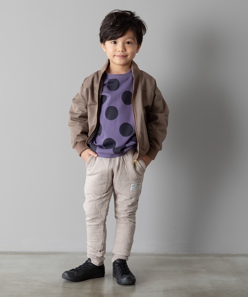 MAKE YOUR DAY（メイクユアデイ）の「ドットプリント裏毛トレーナー■80～140cm（スウェット・キッズ・チャコールグレー/パープル/ブラウン・90/100/110/120/80/130/140）」の7枚目の写真