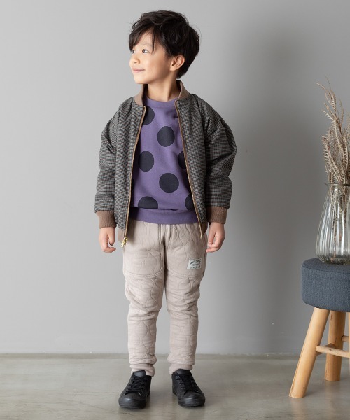 MAKE YOUR DAY（メイクユアデイ）の「ドットプリント裏毛トレーナー■80～140cm（スウェット・キッズ・チャコールグレー/パープル/ブラウン・90/100/110/120/80/130/140）」の6枚目の写真