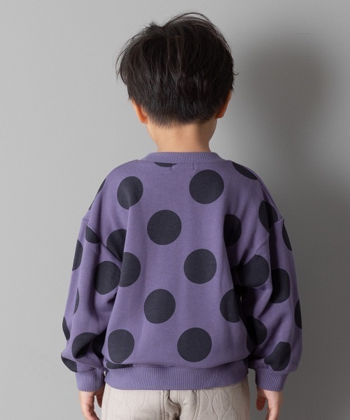 MAKE YOUR DAY（メイクユアデイ）の「ドットプリント裏毛トレーナー■80～140cm（スウェット・キッズ・チャコールグレー/パープル/ブラウン・90/100/110/120/80/130/140）」の5枚目の写真
