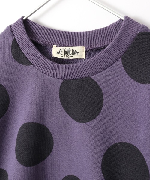 MAKE YOUR DAY（メイクユアデイ）の「ドットプリント裏毛トレーナー■80～140cm（スウェット・キッズ・チャコールグレー/パープル/ブラウン・90/100/110/120/80/130/140）」の12枚目の写真