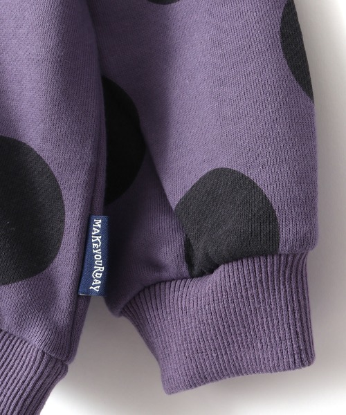 MAKE YOUR DAY（メイクユアデイ）の「ドットプリント裏毛トレーナー■80～140cm（スウェット・キッズ・チャコールグレー/パープル/ブラウン・90/100/110/120/80/130/140）」の14枚目の写真