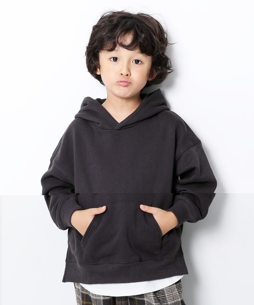 devirock（デビロック）の「スウェットレイヤードプルパーカー（パーカー・キッズ・ブラック/オートミール/ブルー系その他/グリーン系その他/キャメル/ピンク系その他/パープル系その他/杢グレー/ダークベージュ・120cm/100cm/80ｃｍ/110cm/150cm/140cm/160cm/90cm/130cm）」の7枚目の写真