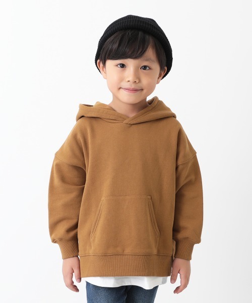 devirock（デビロック）の「スウェットレイヤードプルパーカー（パーカー・キッズ・ブラック/オートミール/ブルー系その他/グリーン系その他/キャメル/ピンク系その他/パープル系その他/杢グレー/ダークベージュ・120cm/100cm/80ｃｍ/110cm/150cm/140cm/160cm/90cm/130cm）」の8枚目の写真