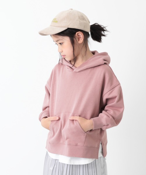 devirock（デビロック）の「スウェットレイヤードプルパーカー（パーカー・キッズ・ブラック/オートミール/ブルー系その他/グリーン系その他/キャメル/ピンク系その他/パープル系その他/杢グレー/ダークベージュ・120cm/100cm/80ｃｍ/110cm/150cm/140cm/160cm/90cm/130cm）」の9枚目の写真