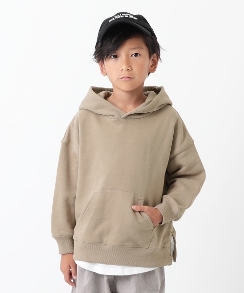 devirock（デビロック）の「スウェットレイヤードプルパーカー（パーカー・キッズ・ブラック/オートミール/ブルー系その他/グリーン系その他/キャメル/ピンク系その他/パープル系その他/杢グレー/ダークベージュ・120cm/100cm/80ｃｍ/110cm/150cm/140cm/160cm/90cm/130cm）」の5枚目の写真