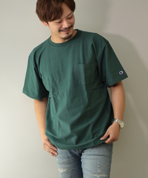 春夏新作 ショートスリーブ C3 P318 Tシャツ カットソー ショートスリーブ ポケットtシャツ Tシャツ カットソー Champion チャンピオン のファッション リバースウィーブ C3 P318 Champion Tシャツ カットソー