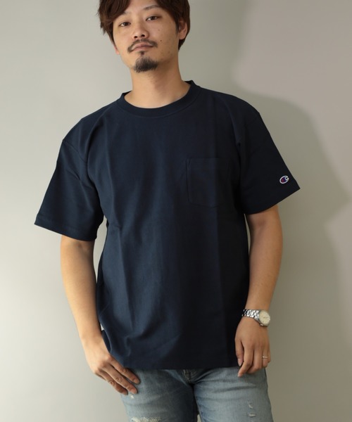 春夏新作 ショートスリーブ C3 P318 Tシャツ カットソー ショートスリーブ ポケットtシャツ Tシャツ カットソー Champion チャンピオン のファッション リバースウィーブ C3 P318 Champion Tシャツ カットソー