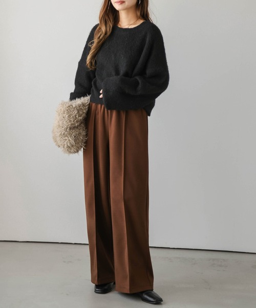 SUGAR BISKET(シュガービスケット)の「ウールライクワイドパンツ(その他パンツ・レディース・ブラック/ブラウン/アイボリー/オートミール/キャメル・M/L)」の3枚目の写真