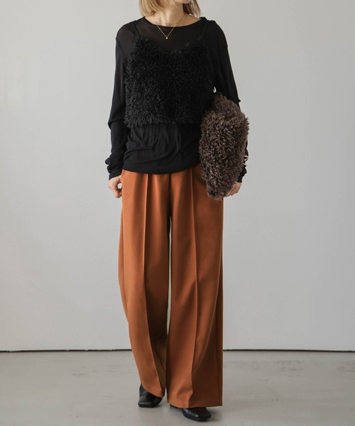 SUGAR BISKET(シュガービスケット)の「ウールライクワイドパンツ(その他パンツ・レディース・ブラック/ブラウン/アイボリー/オートミール/キャメル・M/L)」の14枚目の写真