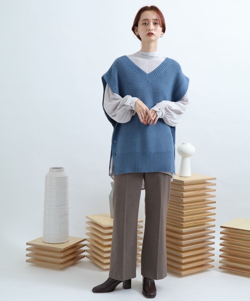 SENSE OF PLACE by URBAN RESEARCH(センスオブプレイスバイアーバンリサーチ)の「ウールワイドパンツ(その他パンツ・レディース・ライトブルー/ブラック/グリーン/アイボリー/ブラウン系その他・SMALL/MEDIUM)」の18枚目の写真