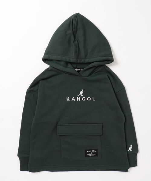 KANGOL（カンゴール）の「【KANGOL】フラップポケットロゴパーカー（パーカー・キッズ・ライトグレー/グリーン・120/140/105/155/130）」の2枚目の写真