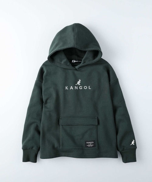 KANGOL（カンゴール）の「【KANGOL】フラップポケットロゴパーカー（パーカー・キッズ・ライトグレー/グリーン・120/140/105/155/130）」の4枚目の写真