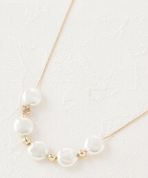 SHOO・LA・RUE | 槌打ち風エコパール×ロンデルネックレス(ネックレス)