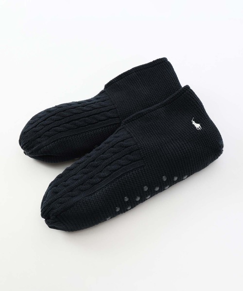 POLO RALPH LAUREN 足底滑り止め付き 内ボア ケーブル ルームシューズ