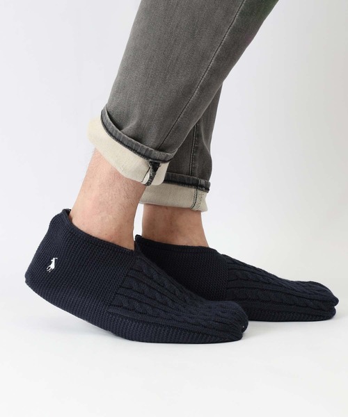 POLO RALPH LAUREN 足底滑り止め付き 内ボア ケーブル ルームシューズ