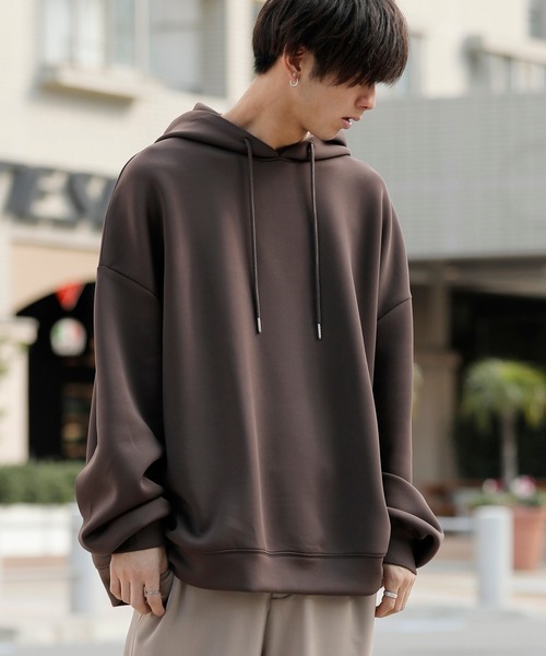 ADMIX/ATELIER SAB MEN（アドミックスアトリエサブメン）の「ダイバーズ ポンチ ジャージ ルーズサイズ ビッグ パーカー（パーカー・メンズ・ブラウン/グレイッシュブルー/グレイッシュベージュ/ブラック/ホワイト・48/50）」の10枚目の写真