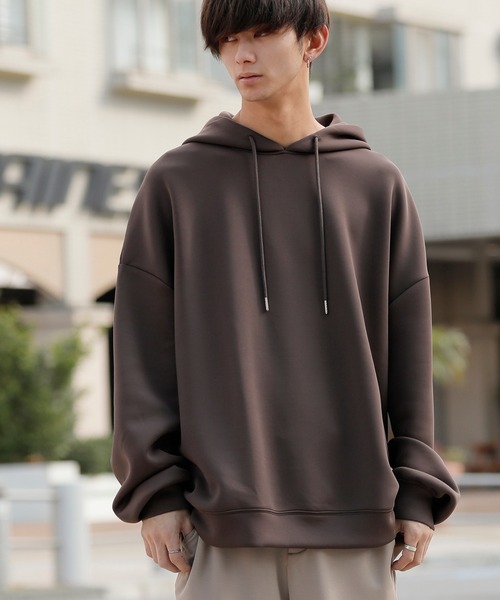 ADMIX/ATELIER SAB MEN（アドミックスアトリエサブメン）の「ダイバーズ ポンチ ジャージ ルーズサイズ ビッグ パーカー（パーカー・メンズ・ブラウン/グレイッシュブルー/グレイッシュベージュ/ブラック/ホワイト・48/50）」の12枚目の写真