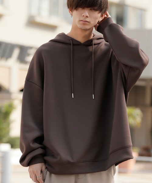 ADMIX/ATELIER SAB MEN（アドミックスアトリエサブメン）の「ダイバーズ ポンチ ジャージ ルーズサイズ ビッグ パーカー（パーカー・メンズ・ブラウン/グレイッシュブルー/グレイッシュベージュ/ブラック/ホワイト・48/50）」の11枚目の写真