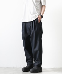 KAZUYUKI KUMAGAI ATTACHMENT | CO/PE GABARDINE WIDE TAPERED TROUSERS(スラックス)
