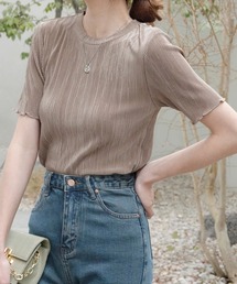 Mayree | 【Mayree】サテンミニプリーツトップス(Tシャツ/カットソー)