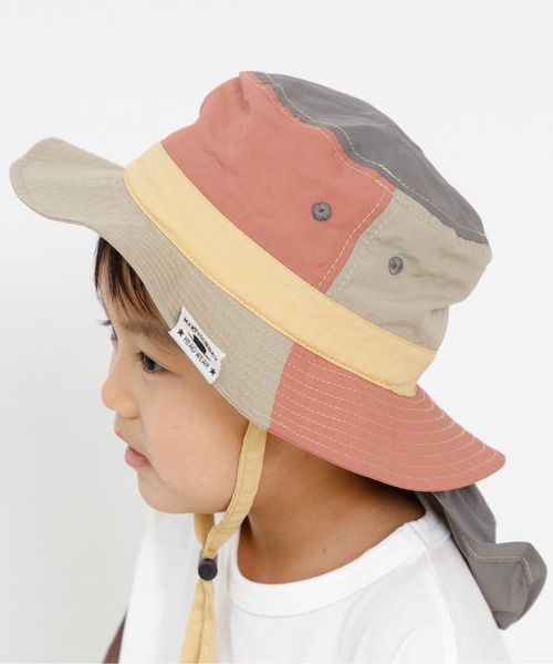 MAKE YOUR DAY(メイクユアデイ)の「日よけ付きナイロンハット(ハット・キッズ・ベージュ/ピンク/ブラック/マスタード/サーモンピンク・48/50/46/52/54/56/59)」の5枚目の写真
