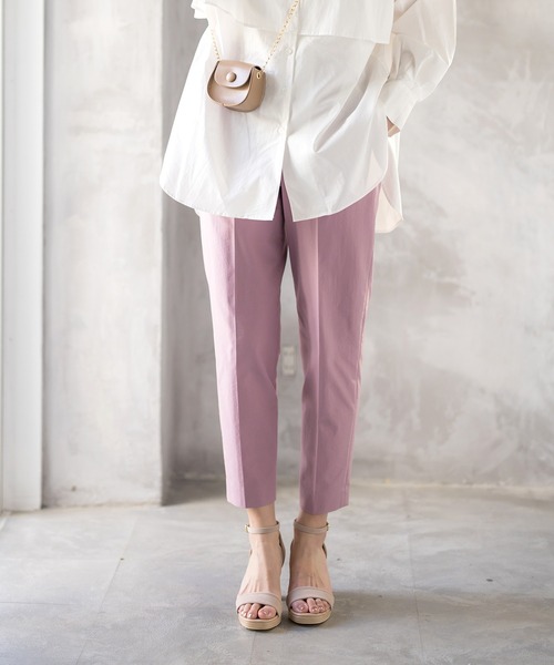 WHITE JOOLA（ホワイトジョーラ）の「PrimeFlex紫外線防止＆撥水＆接触冷感＆ストレッチ！多機能・美ラインテーパードカラーパンツ（スラックス・レディース・ホワイト/ブラック/ブルー/グリーン/イエロー/ピンク・61/64/67）」の6枚目の写真